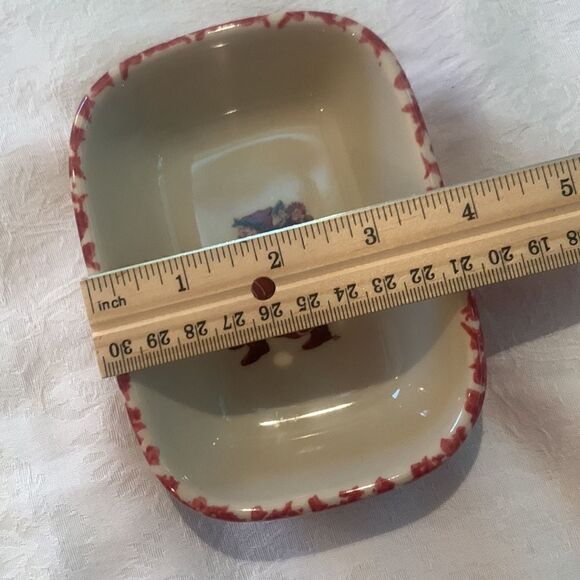 Christmas Dish Vintage Workshops of Gerald Henn Pottery Pink Spongeware Holiday - Picture 6 of 8